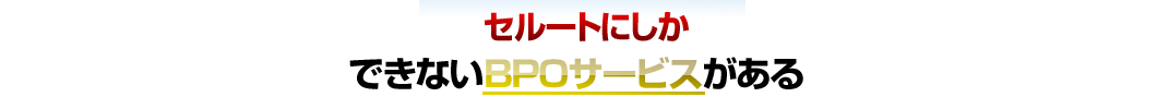 セルートにしかできないBPOサービスがある